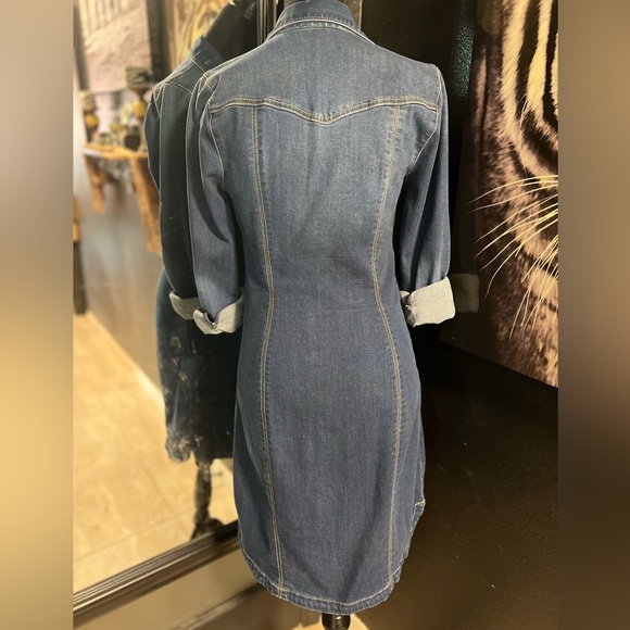 ๐NWOT-INC International Concepts Women's Denim Shirtdress DK INDIGO Blue SZ 4๐ - Picture 12 of 15